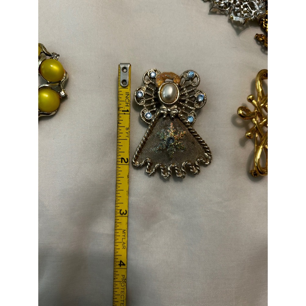 Vintage Brooch Pin Lot 14pc Cameo Elephant Owl Dragonfly Rhinestone Jewelry - Picture 15 of 16